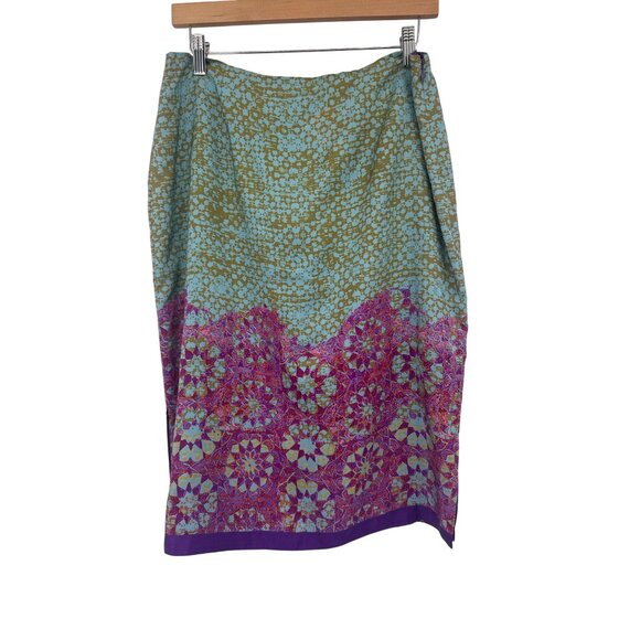 Harolds Womens Silk Skirt Size 12 Lined midi Geometric Floral Design size 12 - Picture 1 of 4
